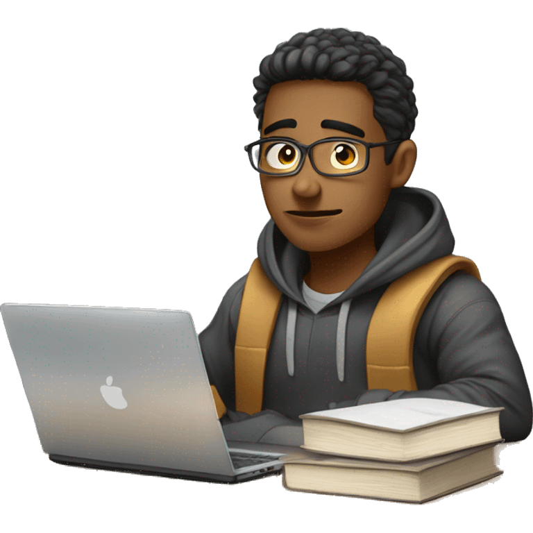 University student, Study hard, lots of assignment deadline, tired, study at Night, using computer  emoji