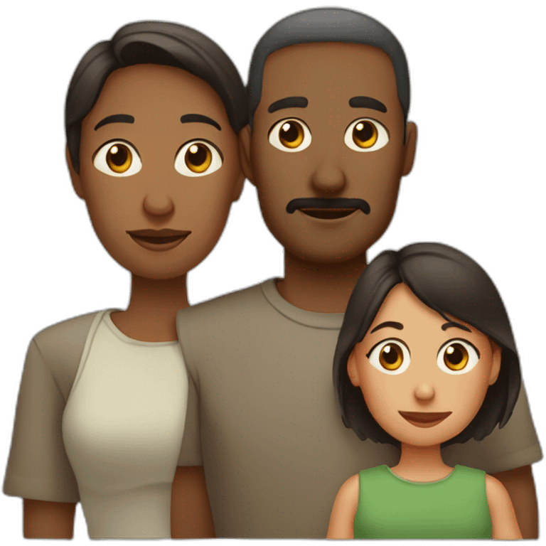 Dark Middle age Dad,mom and little baby emoji