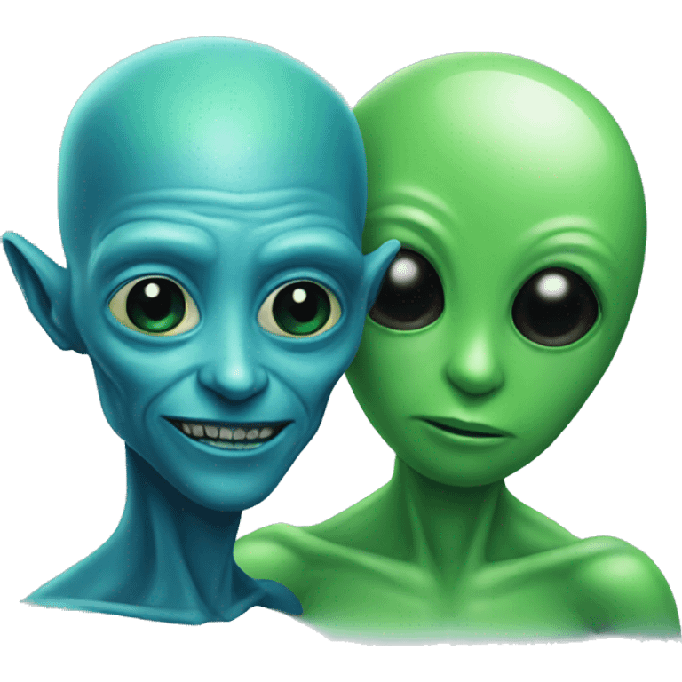 a green alien with a blue alien emoji