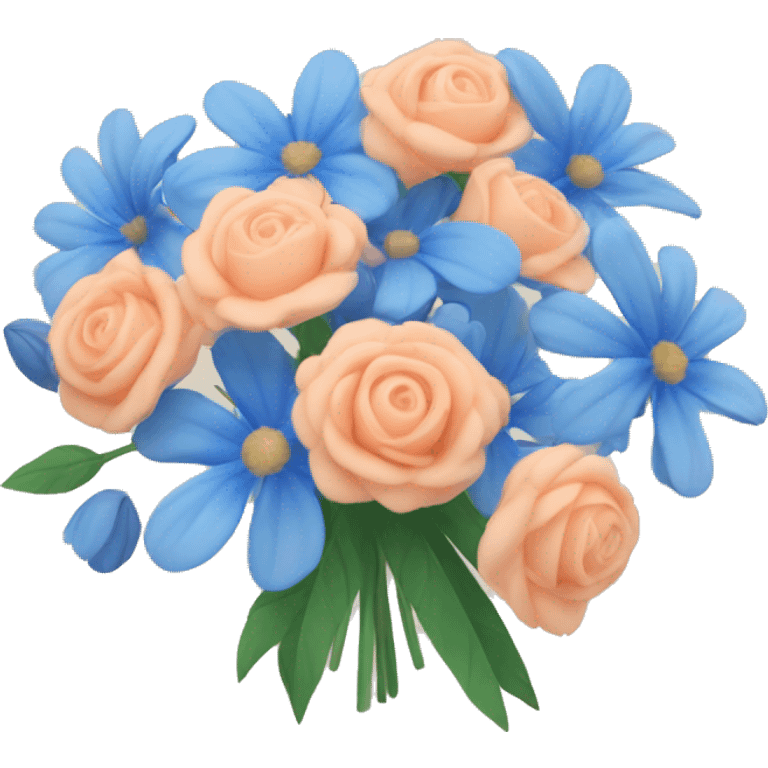 Blue and peach flower bouquet  emoji