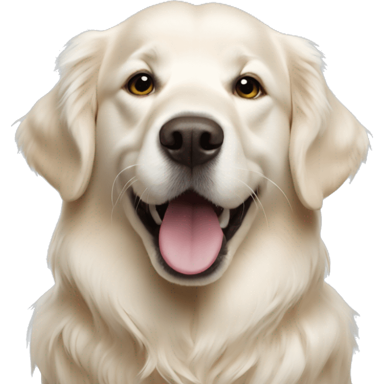 white golden retriever on his birthday emoji