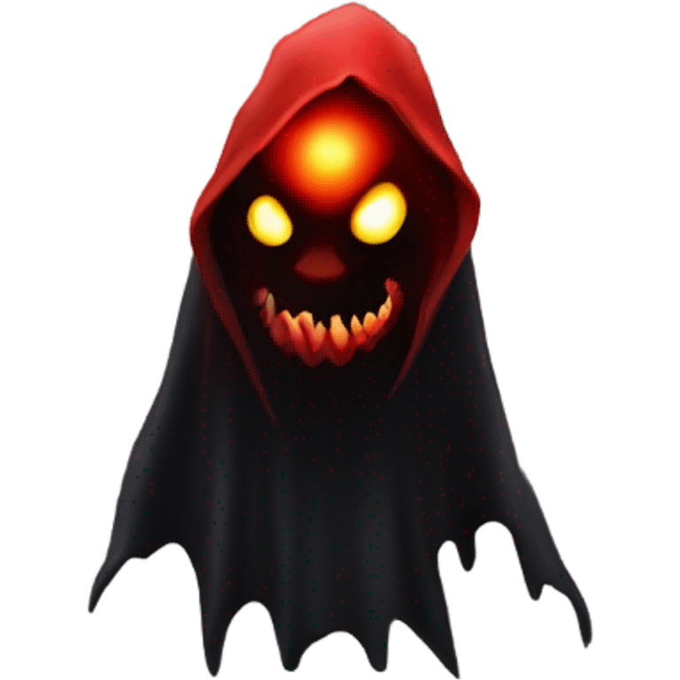 A scary red red and black ghost demon is sneaking up on a person emoji