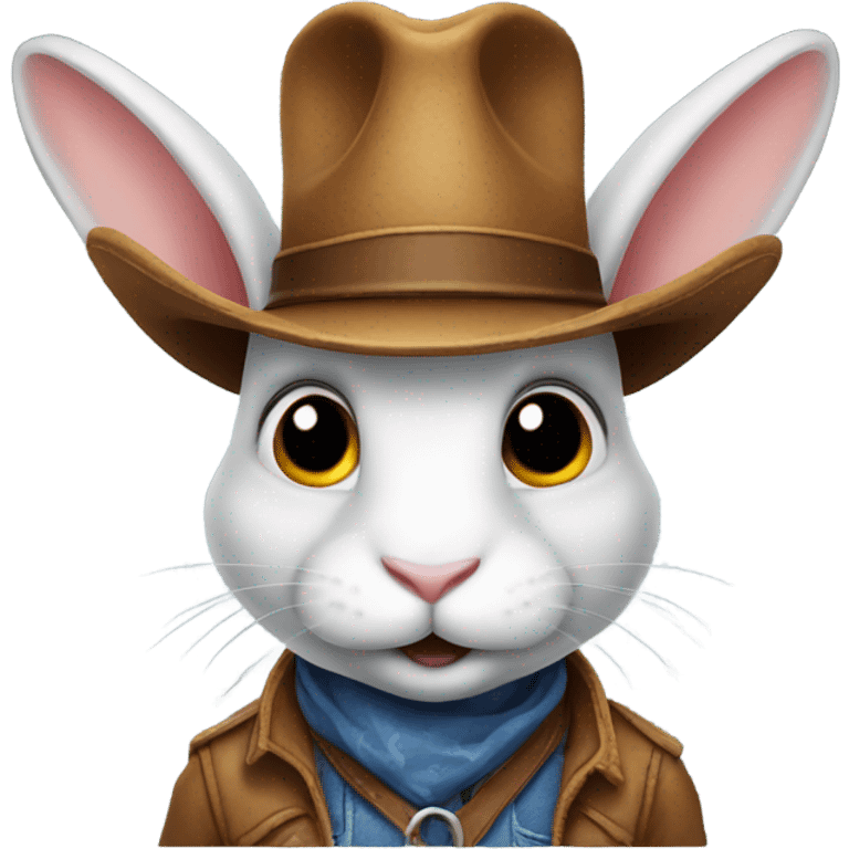 Rabbit wearing a cowboy hat emoji