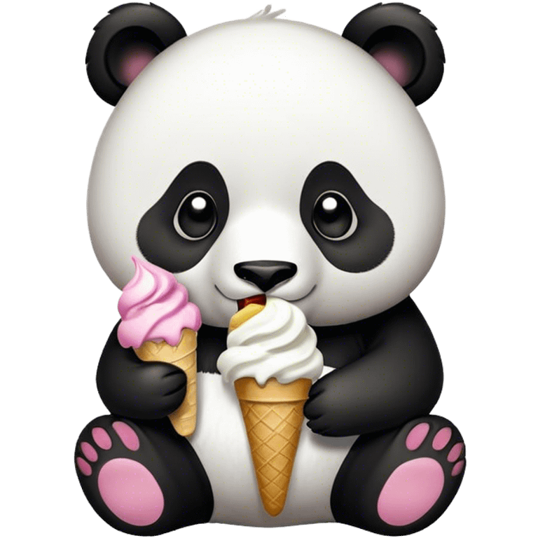 Panda eating ice cream emoji