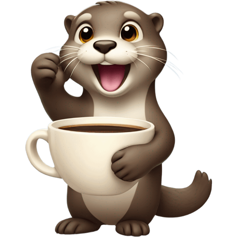 a cute otter waving coffee emoji