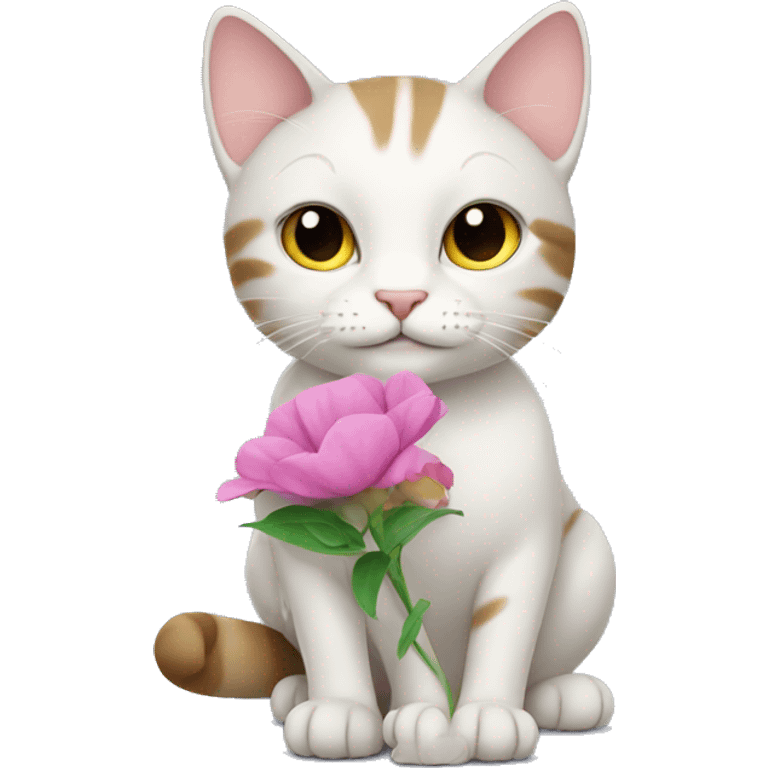 Cat holding a flower  emoji