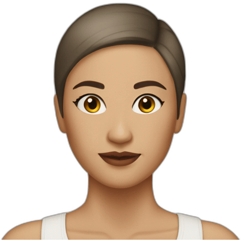 30 year old woman shaved head brown hair olive skin make up  emoji