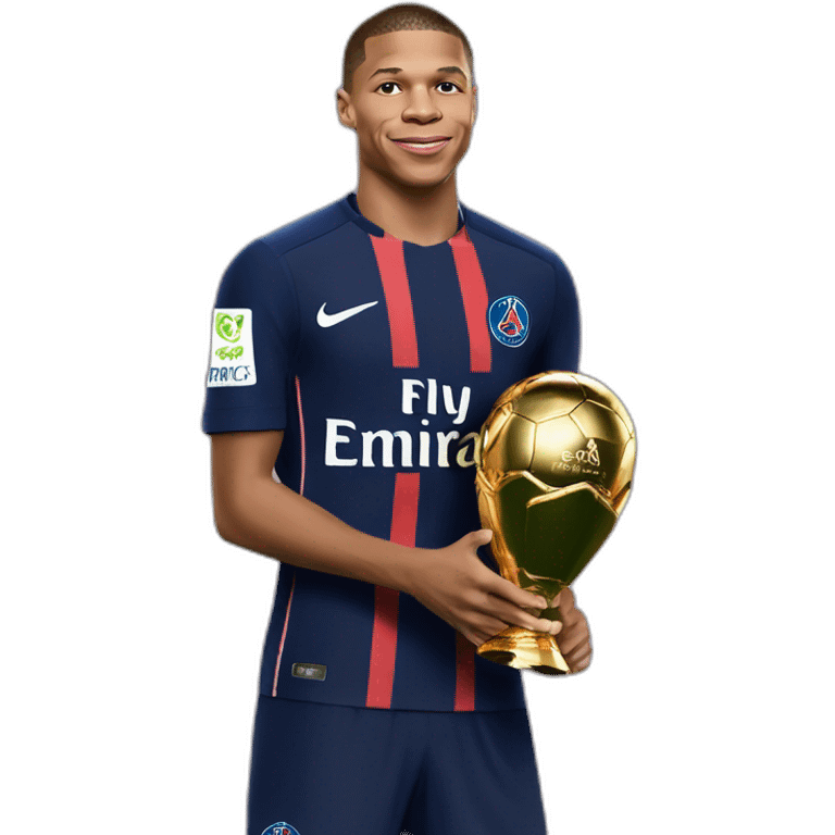 Kylian Mbappe holding the champions league with psg emoji