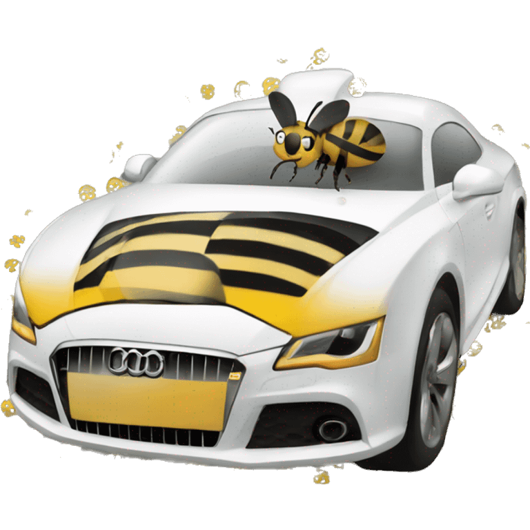 Bee driving a white Audi  emoji