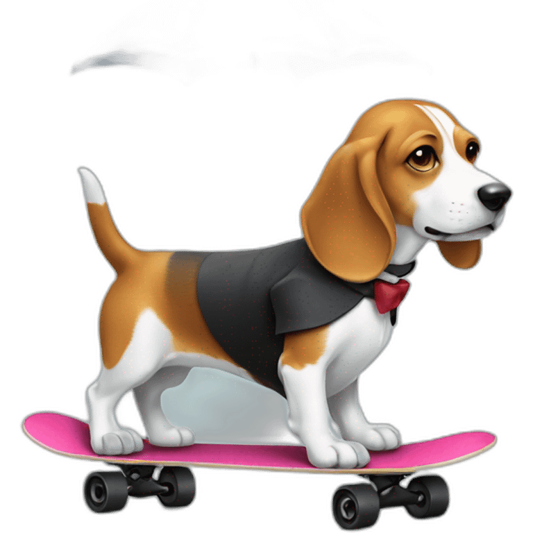 beagle in suit and a hat with an umbrella on a skateboard emoji