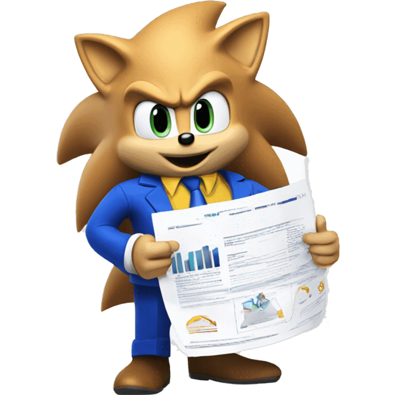 Sonic the Hedgehog presenting a business report emoji