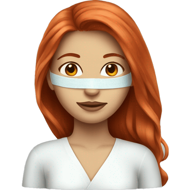 Red-haired girl with long hair in a spa mask emoji