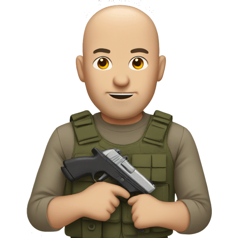 Bald man holding a gun emoji