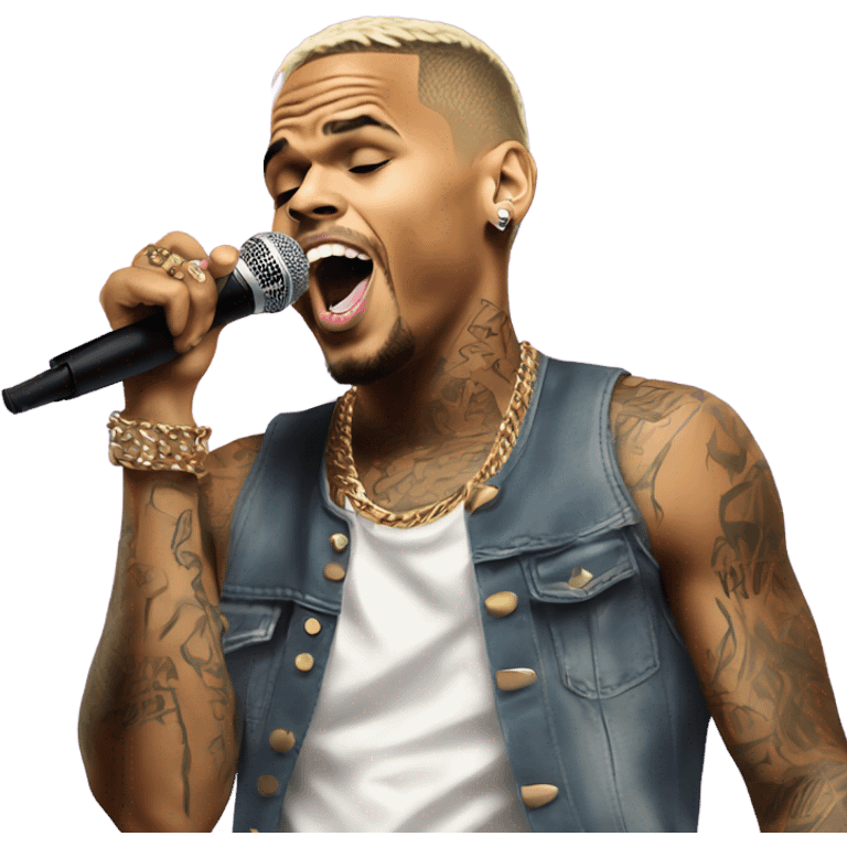 Hyper Realistic Chris Brown on stage singing  emoji