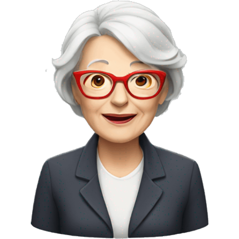 Older white woman with red glasses emoji