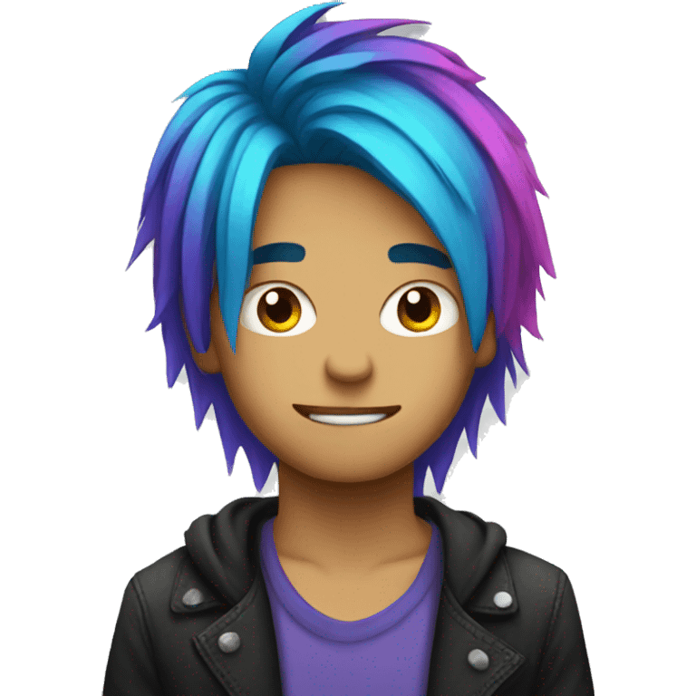 emo guy with colorful hair emoji