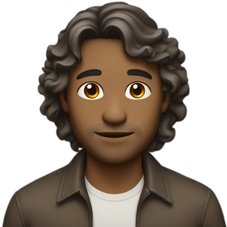 man has medium-length wavy hair, a light complexion, and a relaxed expression. emoji