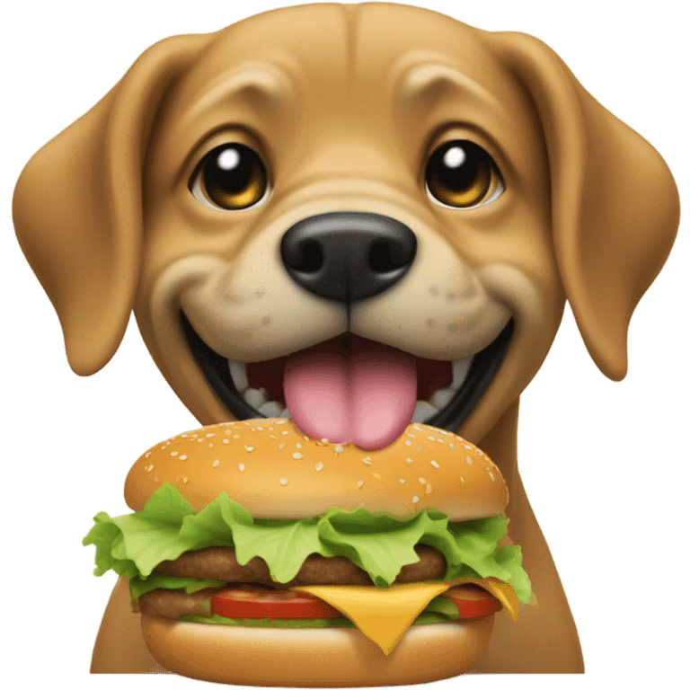 Dog eating burgers emoji