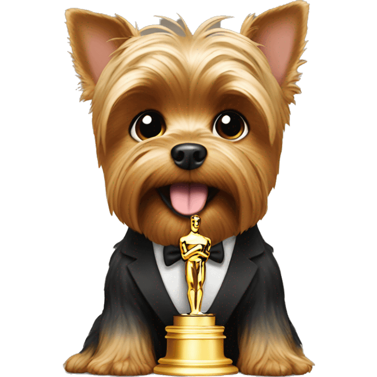 Yorkie winning an Oscar emoji