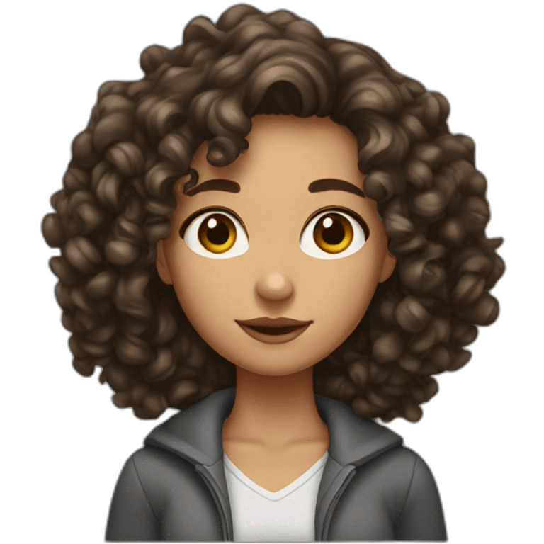 Brunette girl with curly hair emoji