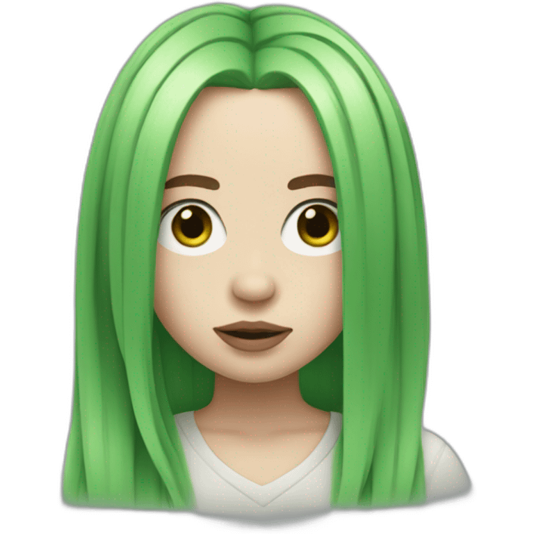 Billie eilish with green hairs emoji