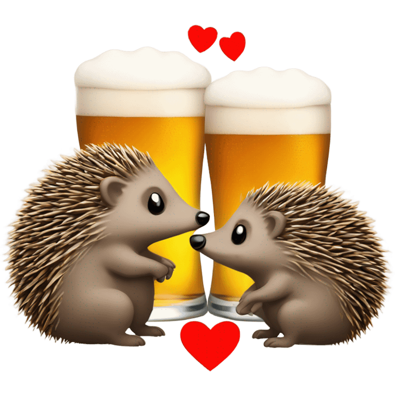 hedgehogs in love drings beer emoji