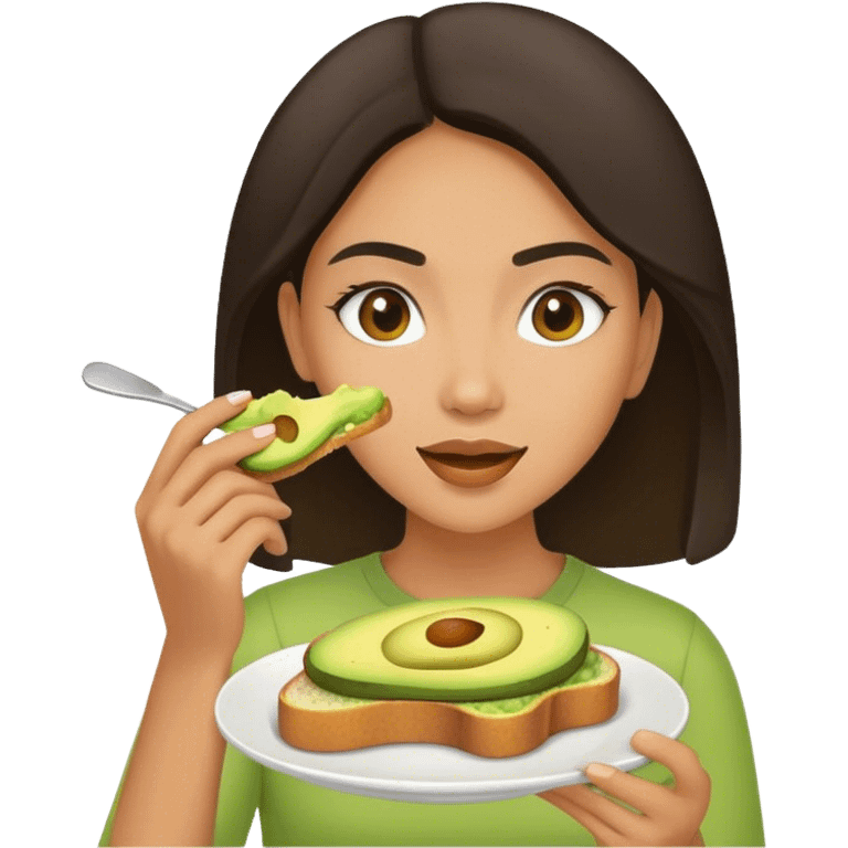 Mixed Girl eating avocado toast emoji