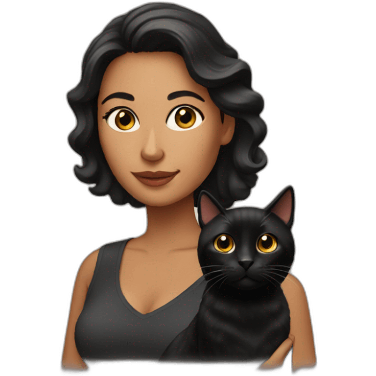 Latina woman with a black cat emoji