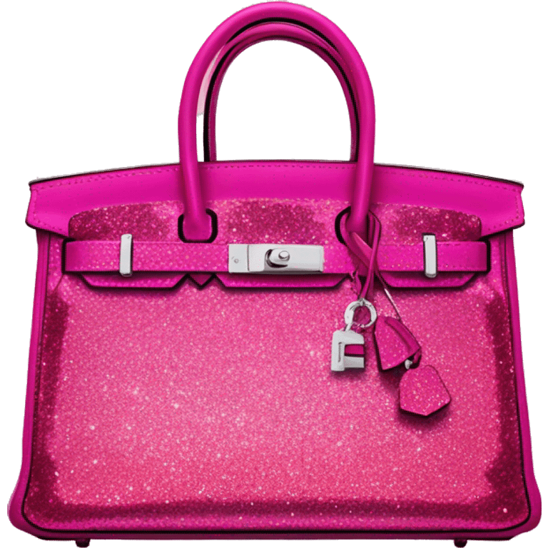 hot pink glittery sparkly diamond Hermes birkin bag emoji