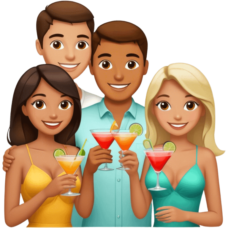 2 girls and a guy on a drinks date emoji