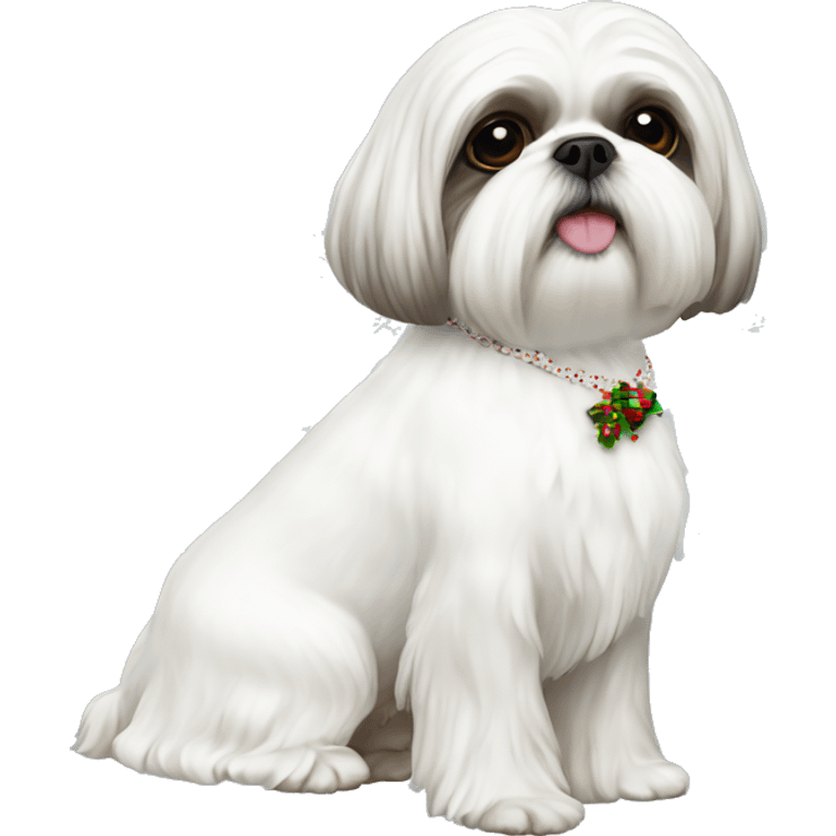 ALL WHITE SHIH TZU CHRISTMAS DRESS emoji