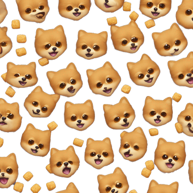 Ginger pomeranian eating cereal emoji