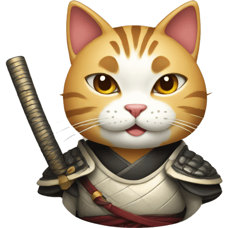 samurai cat smiling emoji