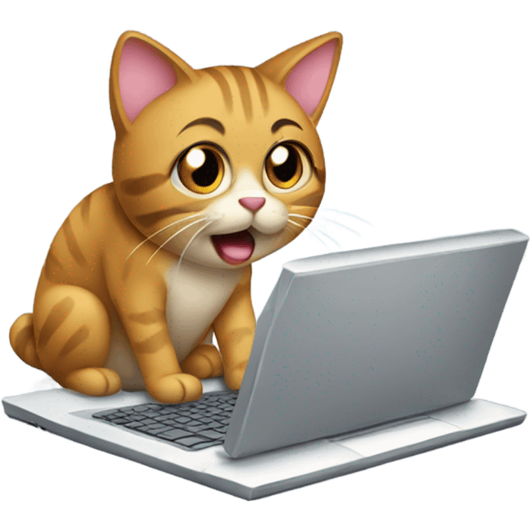 Cat playing on Computer emoji