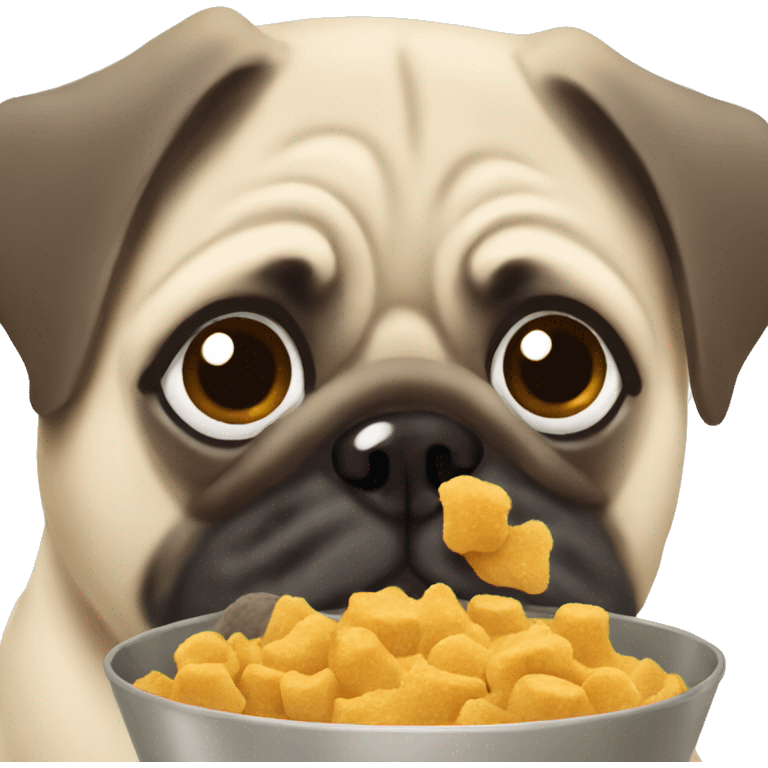 Pug eating dog food emoji