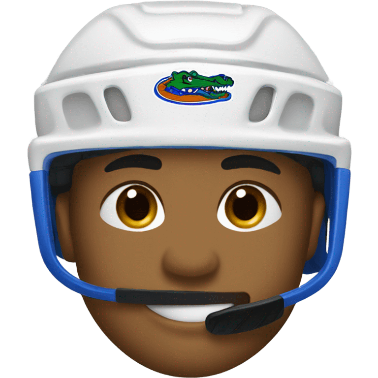 Gator hockey player with a visor emoji