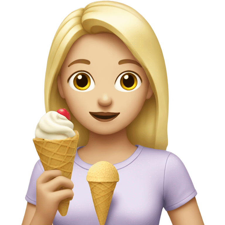 Blonde girl eating ice cream emoji