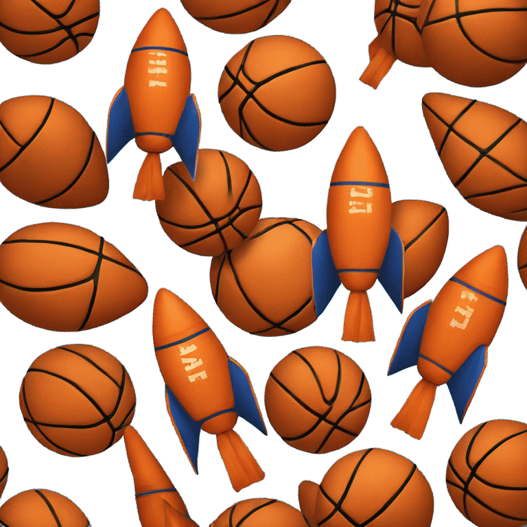 Blue and orange rocket basketball. emoji