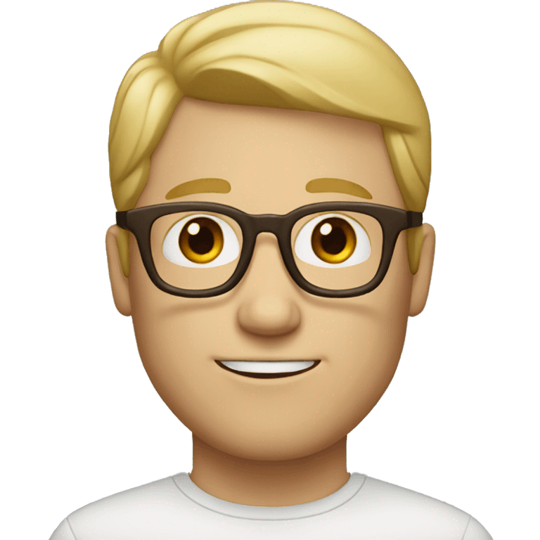 white man with blond hair, thin glasses and brown eyes emoji