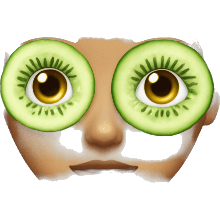 Girl doing skincare with cucumbers in her eyes emoji