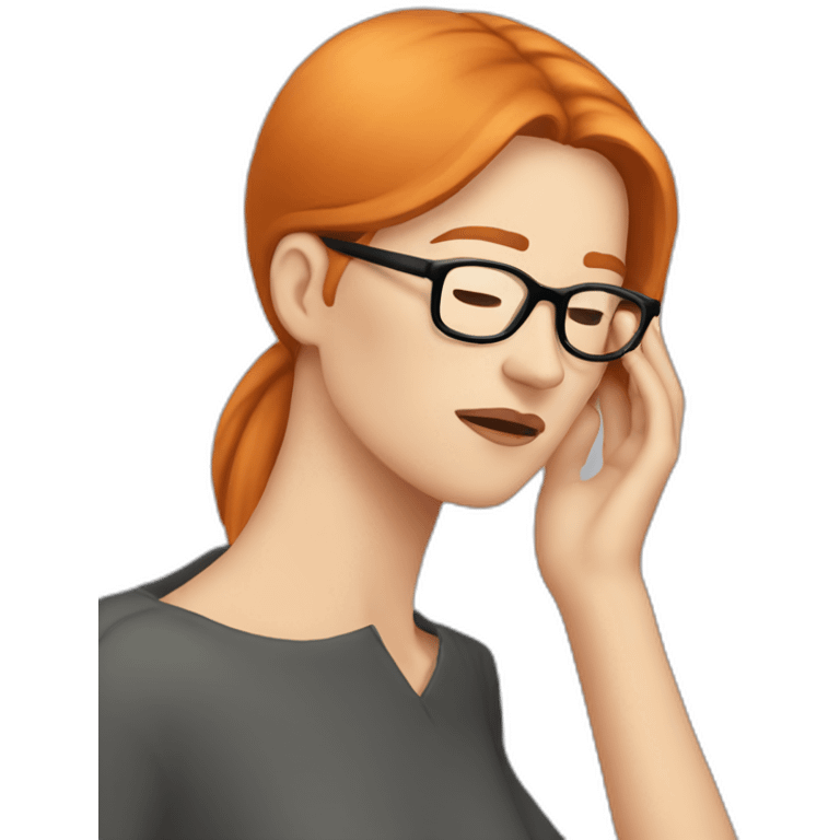 Facepalm, white women. Ginger Hair, straight Hair,wearing glasses emoji