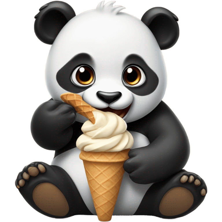 Panda eating ice cream emoji