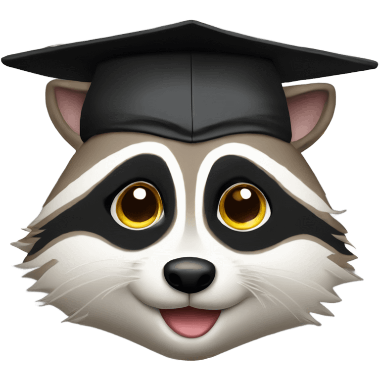 raccoon face wink eyes with graduation hat emoji