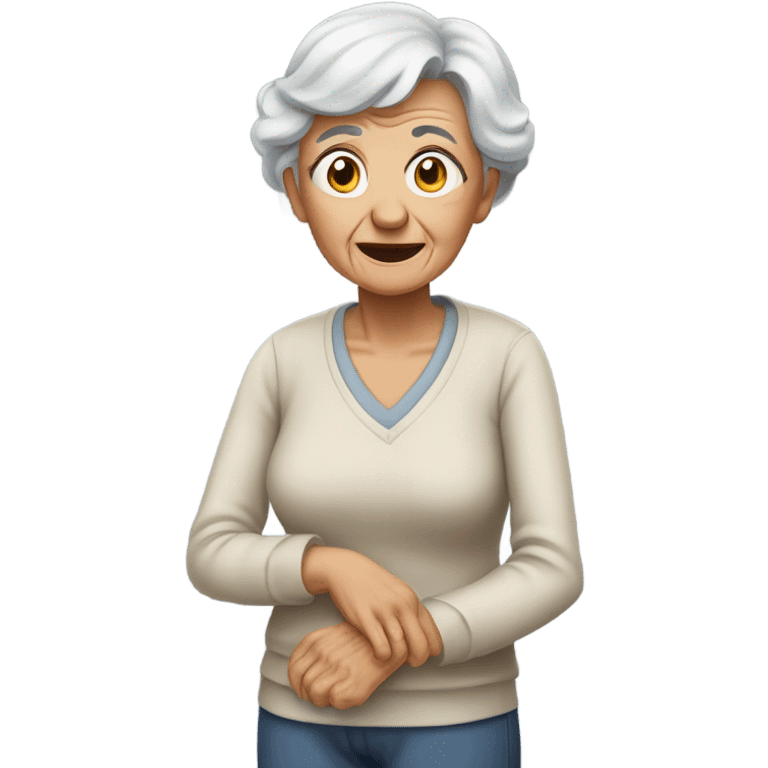 grandma with backpain emoji