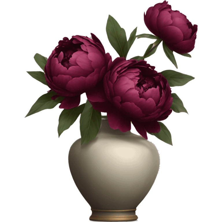 burgundy peonies in a aesthetic vase emoji