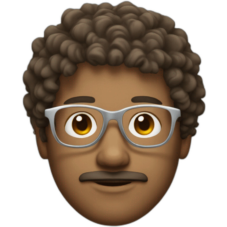 White man with brown curly hair and round silver glasses emoji