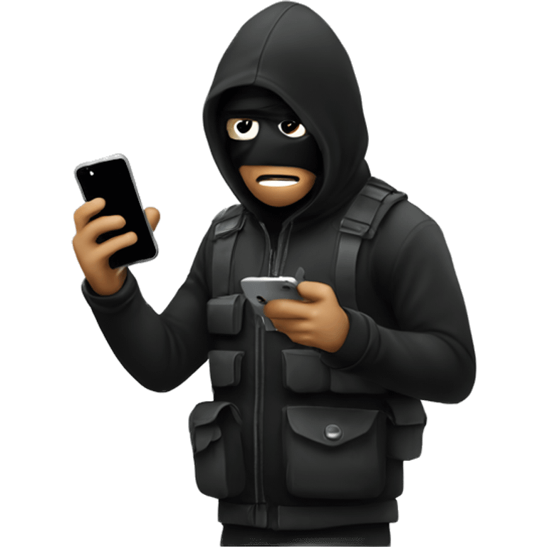 Robber looking at iphone emoji