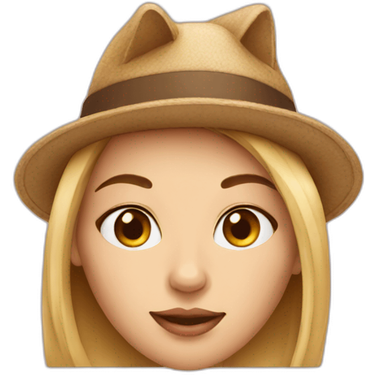 Women with hat and cat nose emoji