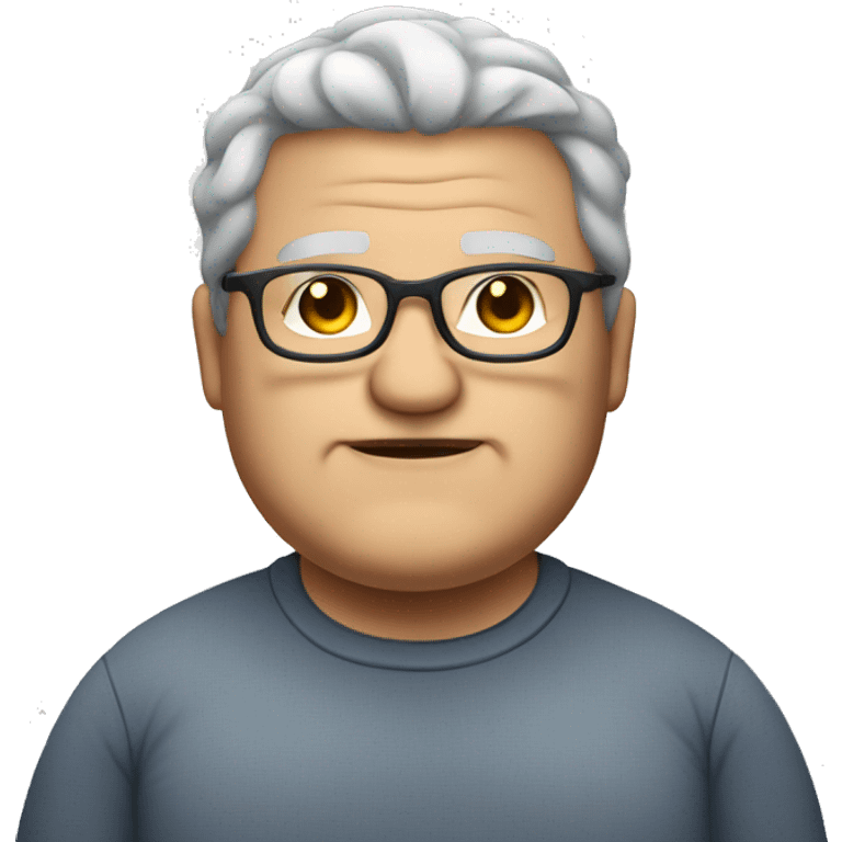 Fat man grey hair with glasses  emoji