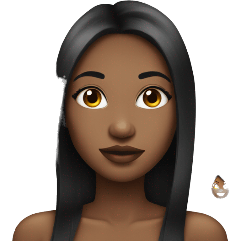 pretty black girl with big lips and long black straight hair emoji